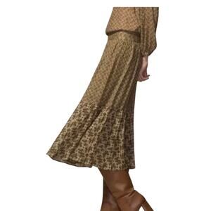 NWT Massimo Dutti Wool Blend Floral Print Pleated Midi Skirt Size S